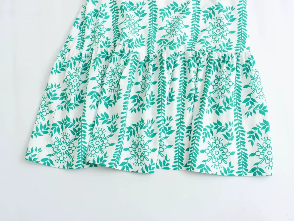 ZARA Ruffle Floral Print Square Neck Dress